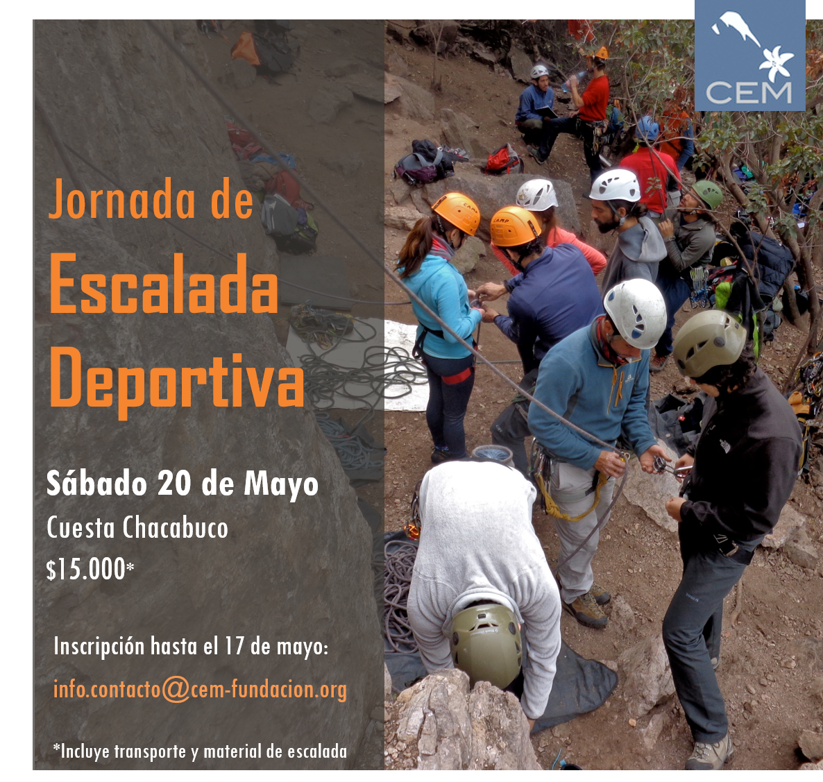 En este momento estás viendo Jornada de escalada deportiva el sábado 20 de mayo (cupos limitados)